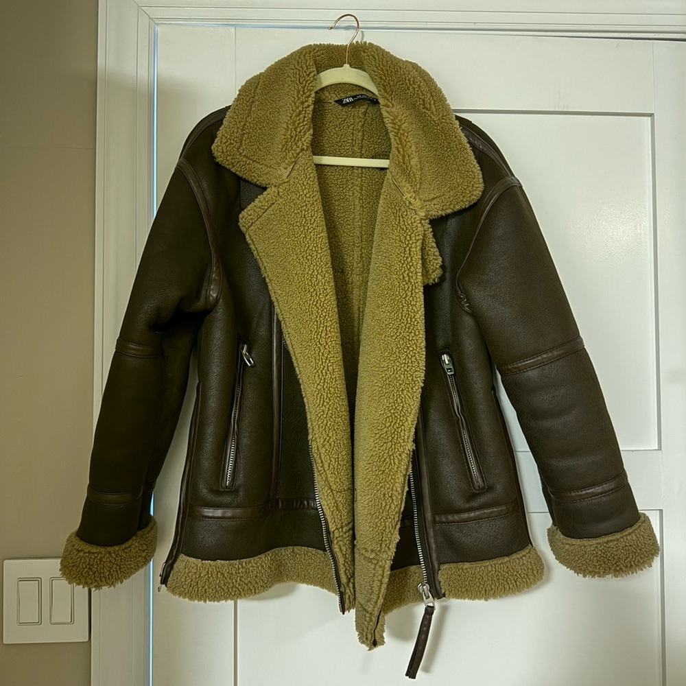 Zara | Aviator Sherpa Bomber Jacket